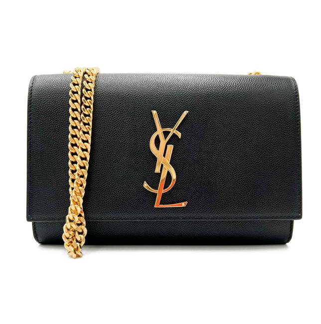 Saint Laurent Monogram Kate Ghw Grain De Poudre Small Satchel Black Leather Shoulder Bag