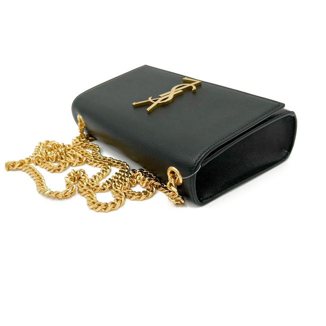 Saint Laurent Monogram Kate Ghw Grain De Poudre Small Satchel Black Leather Shoulder Bag