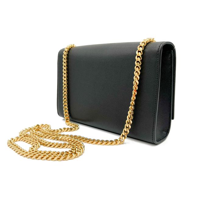 Saint Laurent Monogram Kate Ghw Grain De Poudre Small Satchel Black Leather Shoulder Bag
