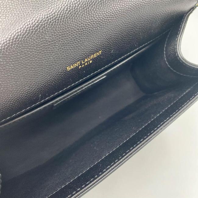 Saint Laurent Monogram Kate Ghw Grain De Poudre Small Satchel Black Leather Shoulder Bag