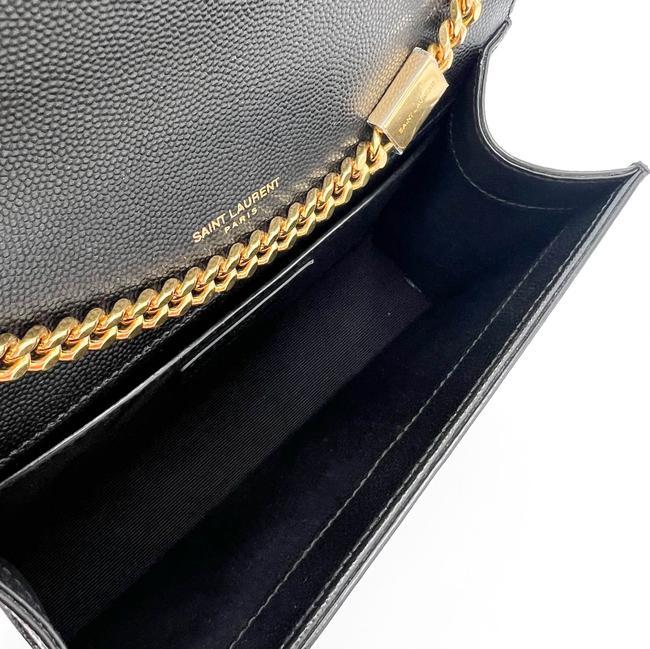 Saint Laurent Monogram Kate Ghw Grain De Poudre Small Satchel Black Leather Shoulder Bag
