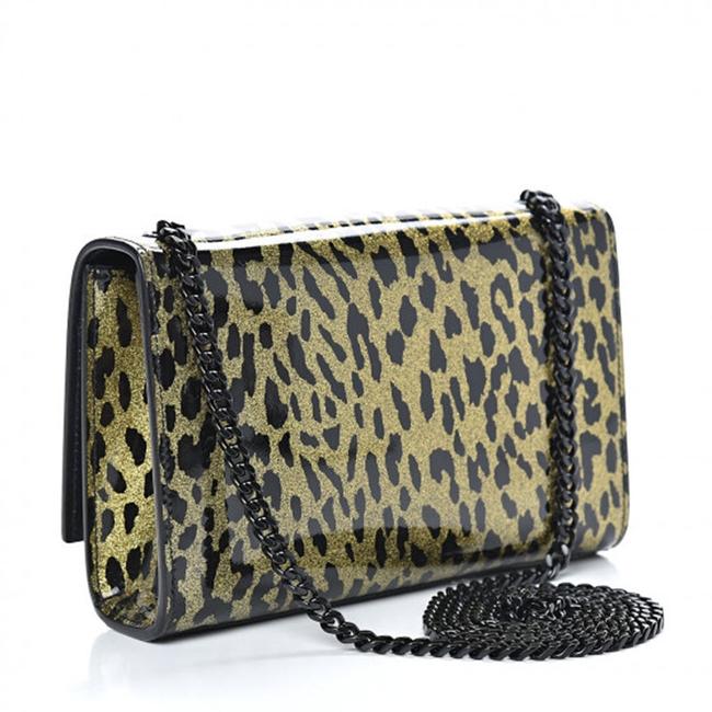 Saint Laurent Monogram Kate Glitter Leopard Small Classic Woc Gold Black Patent Leather Shoulder Bag