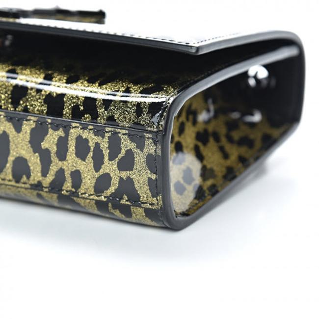 Saint Laurent Monogram Kate Glitter Leopard Small Classic Woc Gold Black Patent Leather Shoulder Bag