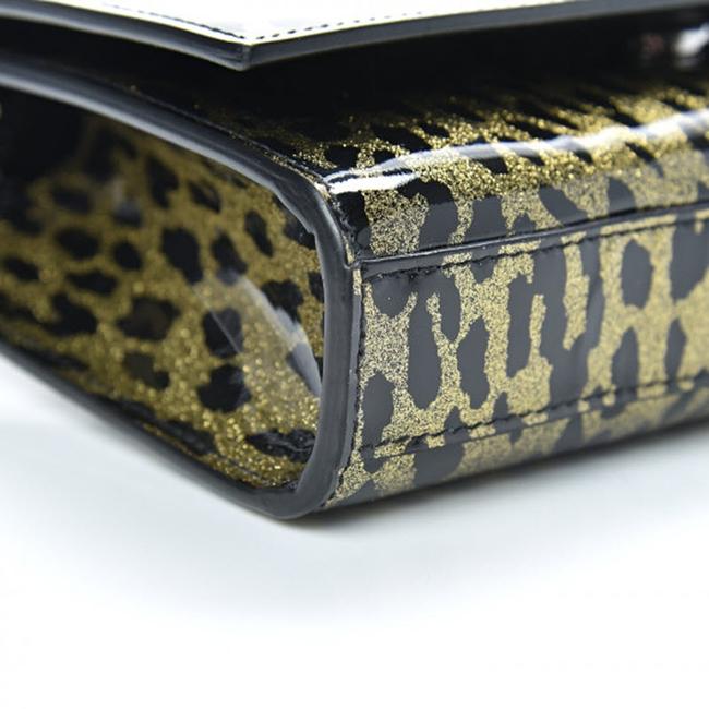 Saint Laurent Monogram Kate Glitter Leopard Small Classic Woc Gold Black Patent Leather Shoulder Bag
