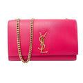 Saint Laurent Monogram Kate Grain De Poudre Medium Satchel Lipstick Fuchsia Pink Leather Shoulder Bag