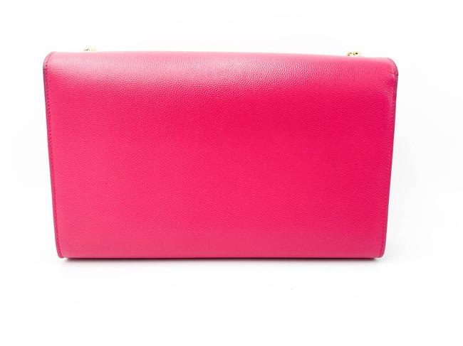 Saint Laurent Monogram Kate Grain De Poudre Medium Satchel Lipstick Fuchsia Pink Leather Shoulder Bag