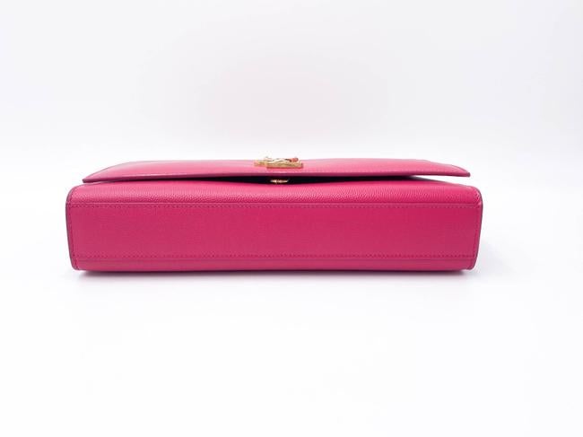 Saint Laurent Monogram Kate Grain De Poudre Medium Satchel Lipstick Fuchsia Pink Leather Shoulder Bag