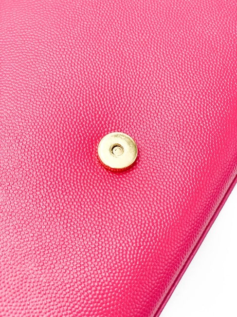 Saint Laurent Monogram Kate Grain De Poudre Medium Satchel Lipstick Fuchsia Pink Leather Shoulder Bag