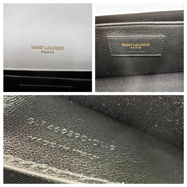 Saint Laurent Monogram Kate Grain De Poudre Small Classic Shapes Print White Leather Cross Body Bag