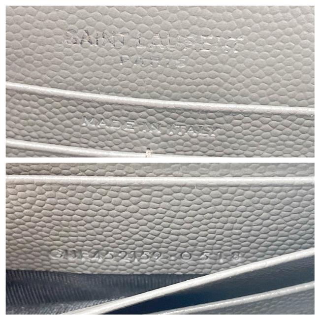 Saint Laurent Monogram Kate Grain De Poudre Small Classic Tassel Grey Leather Shoulder Bag