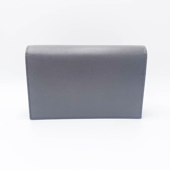Saint Laurent Monogram Kate Grain De Poudre Small Classic Tassel Grey Leather Shoulder Bag