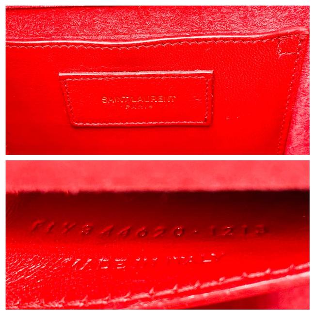 Saint Laurent Monogram Kate Grain De Poudre Small Satchel Red Leather Shoulder Bag