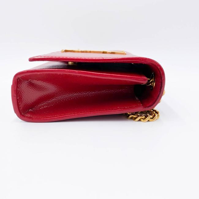 Saint Laurent Monogram Kate Grain De Poudre Small Satchel Red Leather Shoulder Bag