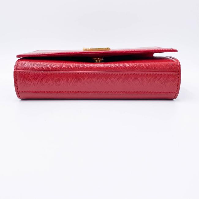 Saint Laurent Monogram Kate Grain De Poudre Small Satchel Red Leather Shoulder Bag