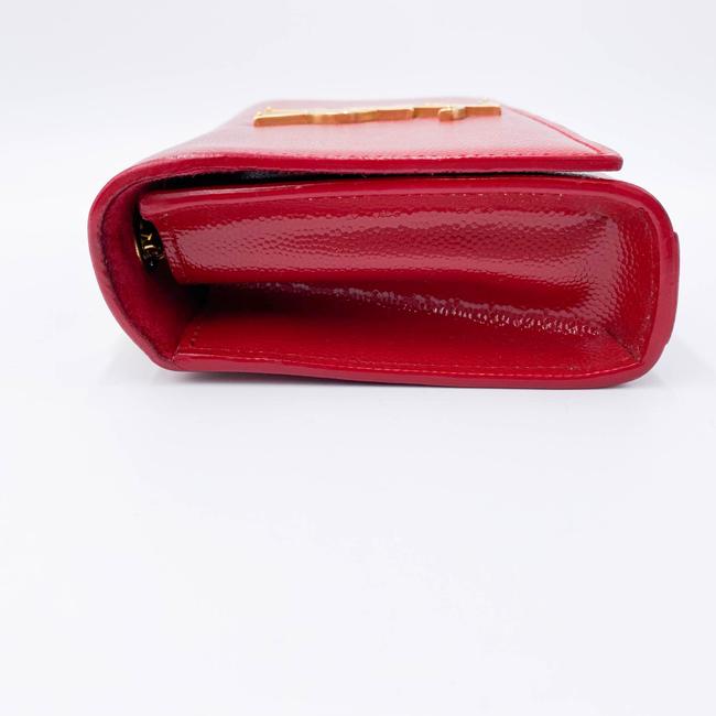 Saint Laurent Monogram Kate Grain De Poudre Small Satchel Red Leather Shoulder Bag