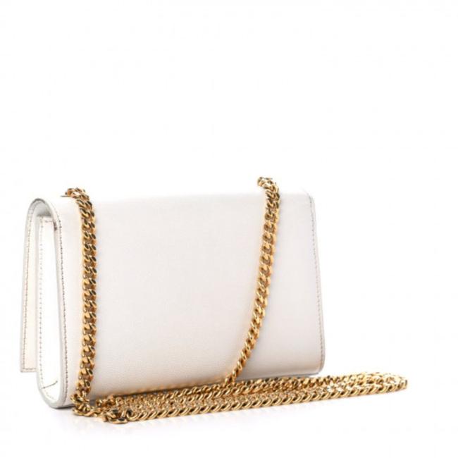 Saint Laurent Monogram Kate Grain De Poudre Small White Leather Satchel
