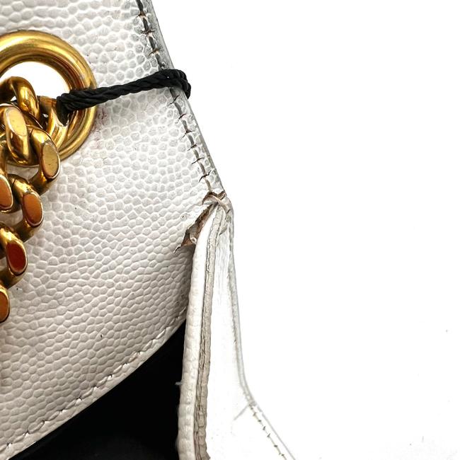 Saint Laurent Monogram Kate Grain De Poudre Small White Leather Satchel