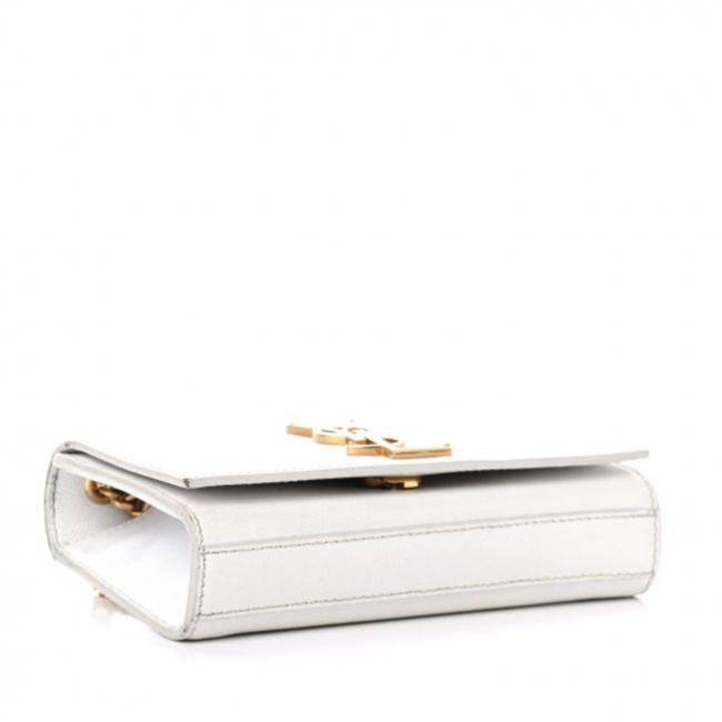 Saint Laurent Monogram Kate Grain De Poudre Small White Leather Satchel