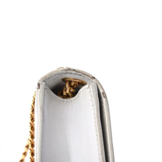 Saint Laurent Monogram Kate Grain De Poudre Small White Leather Satchel