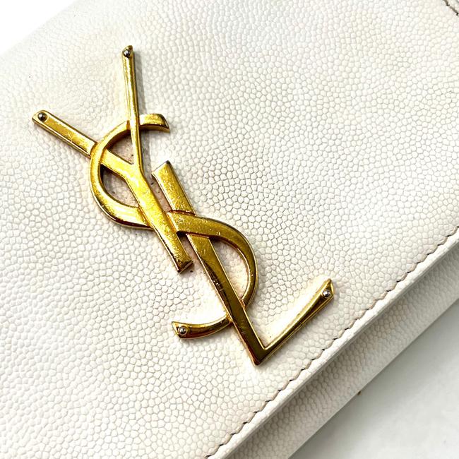 Saint Laurent Monogram Kate Grain De Poudre Small White Leather Satchel