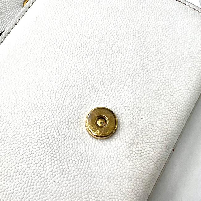 Saint Laurent Monogram Kate Grain De Poudre Small White Leather Satchel
