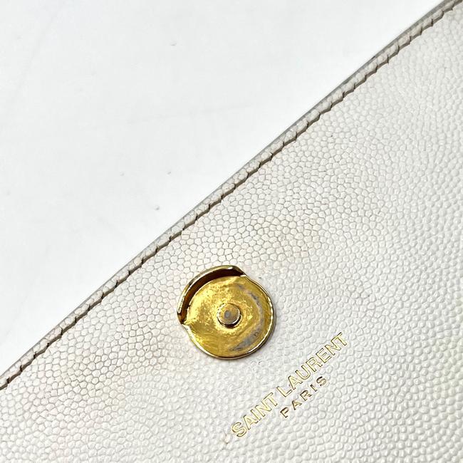 Saint Laurent Monogram Kate Grain De Poudre Small White Leather Satchel