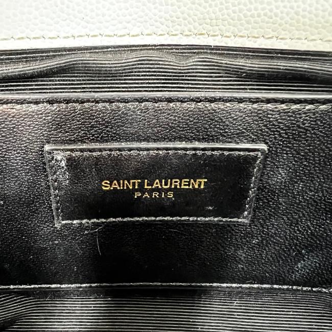 Saint Laurent Monogram Kate Grain De Poudre Small White Leather Satchel
