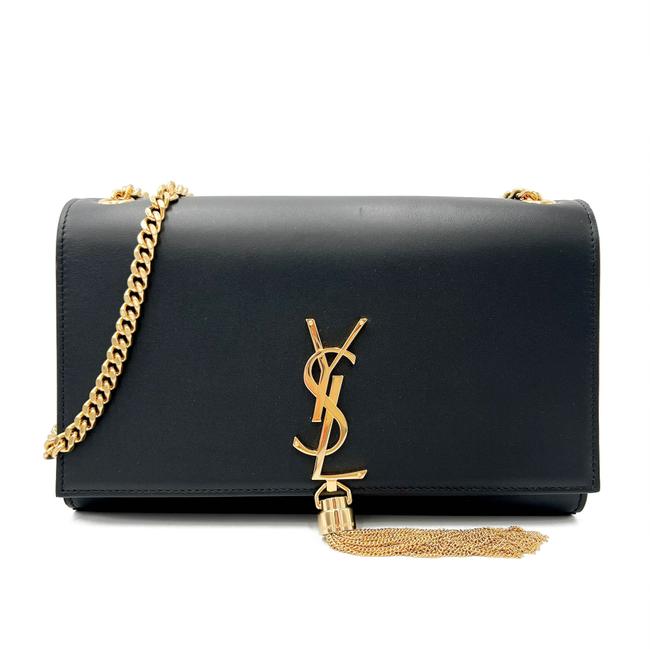 Saint Laurent Monogram Kate Medium Chain Tassel Black Leather Shoulder Bag