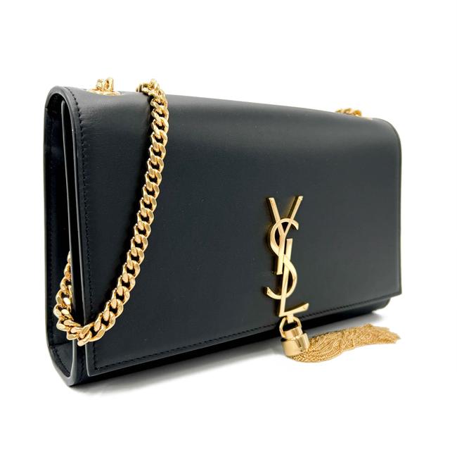 Saint Laurent Monogram Kate Medium Chain Tassel Black Leather Shoulder Bag