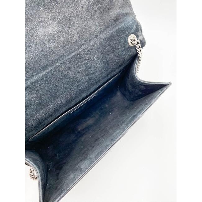 Saint Laurent Monogram Kate Medium Metallic Black Leather Shoulder Bag