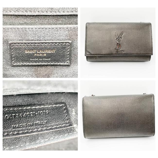 Saint Laurent Monogram Kate Medium Metallic Black Leather Shoulder Bag