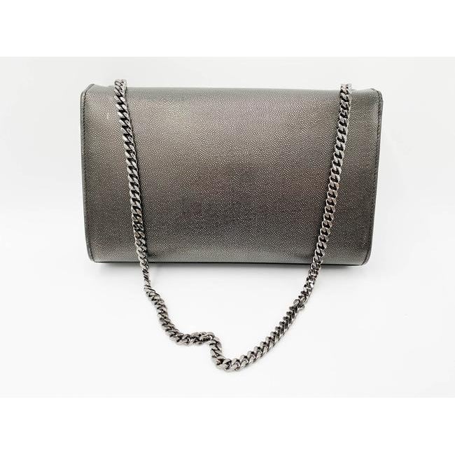 Saint Laurent Monogram Kate Medium Metallic Black Leather Shoulder Bag