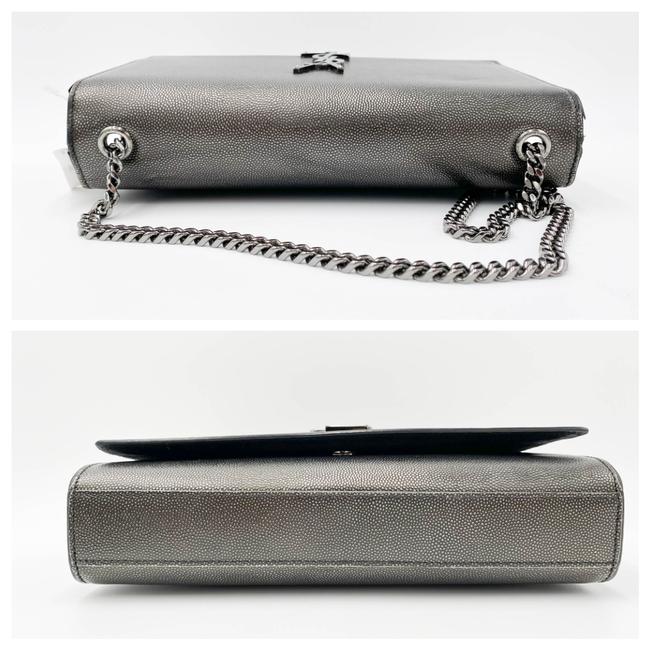 Saint Laurent Monogram Kate Medium Metallic Black Leather Shoulder Bag