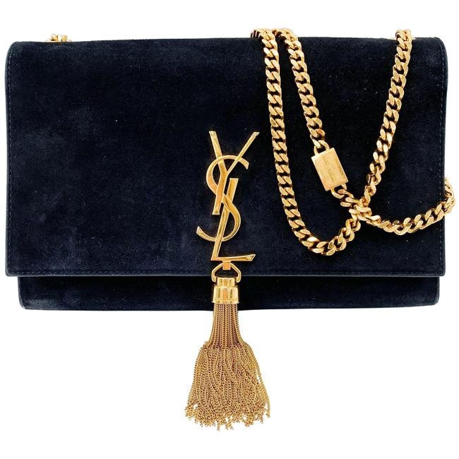 Saint Laurent Monogram Kate Medium Tassel Black Suede Leather Shoulder Bag