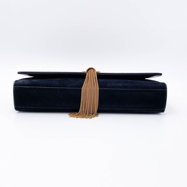 Saint Laurent Monogram Kate Medium Tassel Black Suede Leather Shoulder Bag