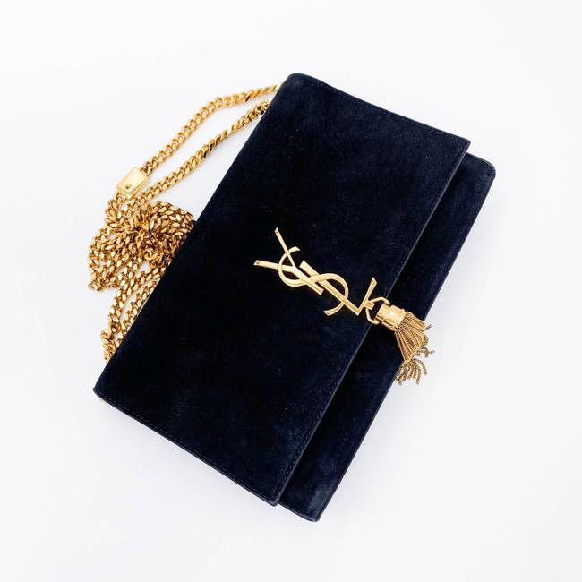 Saint Laurent Monogram Kate Medium Tassel Black Suede Leather Shoulder Bag