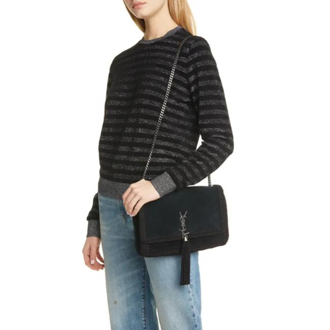 Saint Laurent Monogram Kate Medium Whipstitch Black Suede Leather Shoulder Bag
