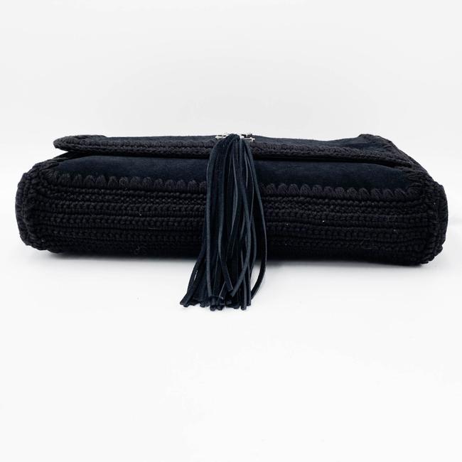 Saint Laurent Monogram Kate Medium Whipstitch Black Suede Leather Shoulder Bag