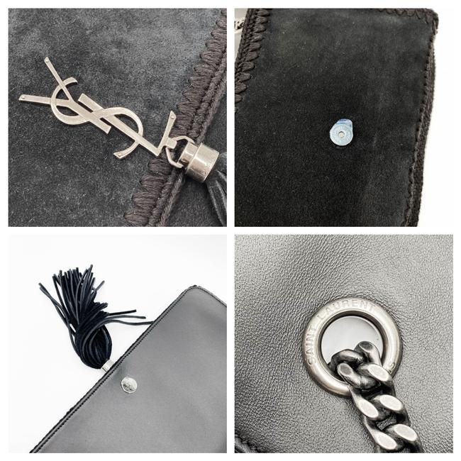 Saint Laurent Monogram Kate Medium Whipstitch Black Suede Leather Shoulder Bag