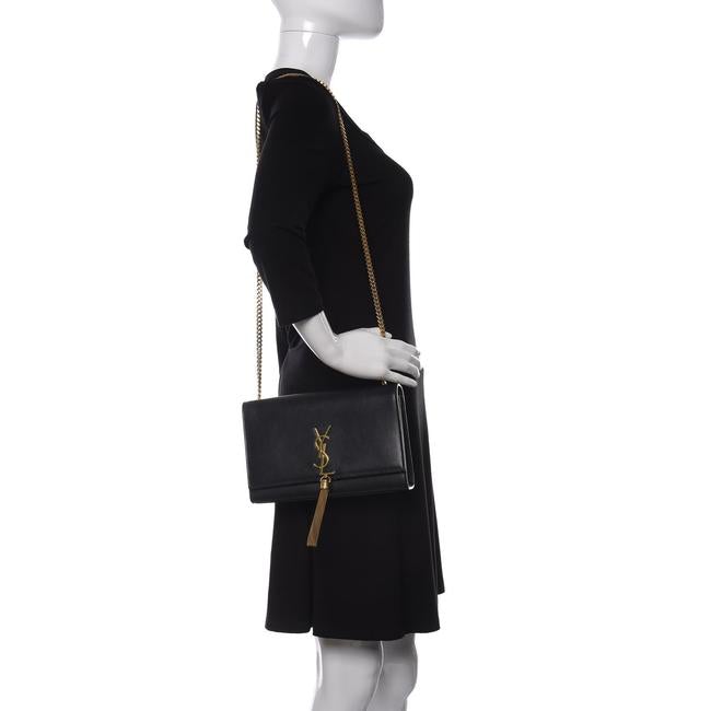 Saint Laurent Monogram Kate Medium with Tassel In Smooth Black Leather Cross Body Bag