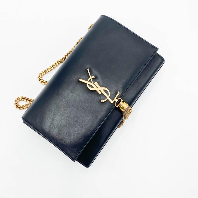 Saint Laurent Monogram Kate Medium with Tassel In Smooth Black Leather Cross Body Bag