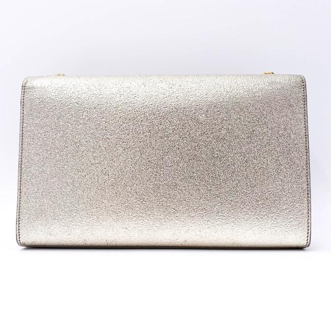 Saint Laurent Monogram Kate Metallic Calfskin Medium Classic Satchel Platine Silver Leather Shoulder Bag