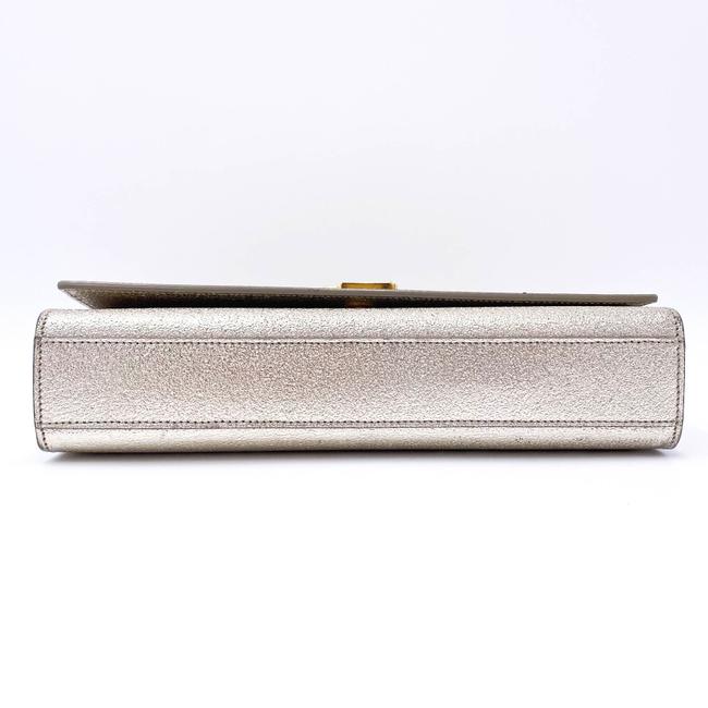 Saint Laurent Monogram Kate Metallic Calfskin Medium Classic Satchel Platine Silver Leather Shoulder Bag