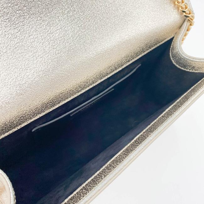 Saint Laurent Monogram Kate Metallic Calfskin Medium Classic Satchel Platine Silver Leather Shoulder Bag