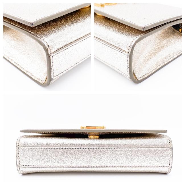 Saint Laurent Monogram Kate Metallic Calfskin Small Classic Satchel Pale Gold Silver Leather Shoulder Bag