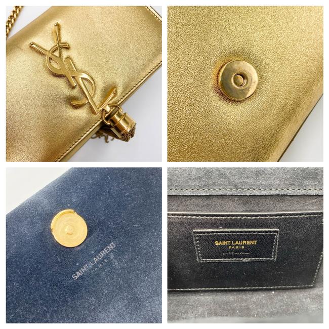 Saint Laurent Monogram Kate Metallic Calfskin Small Classic Tassel Satchel Gold Leather Shoulder Bag