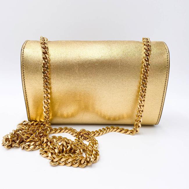Saint Laurent Monogram Kate Metallic Calfskin Small Classic Tassel Satchel Gold Leather Shoulder Bag