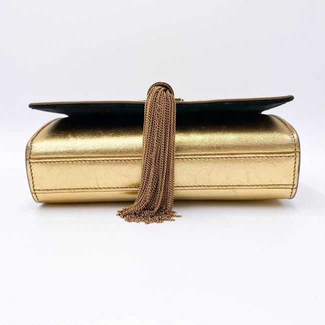 Saint Laurent Monogram Kate Metallic Calfskin Small Classic Tassel Satchel Gold Leather Shoulder Bag