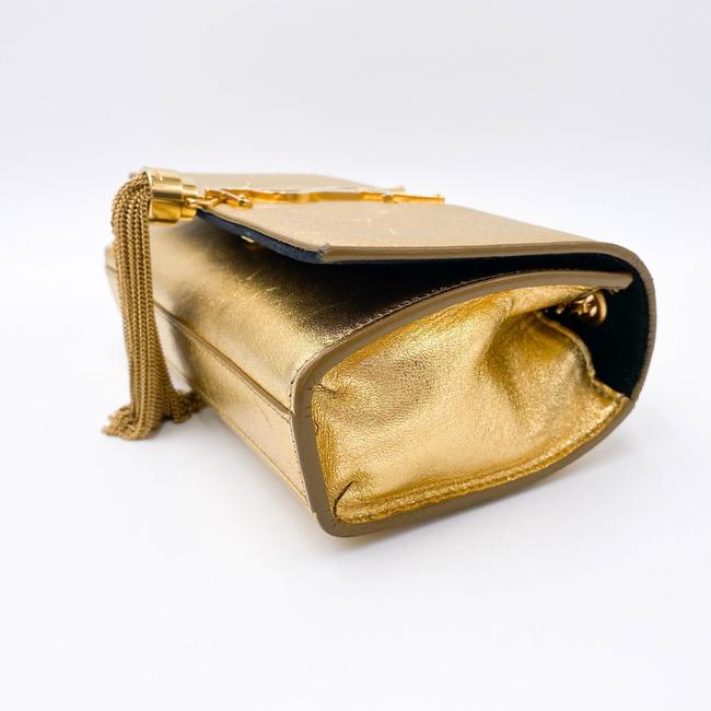 Saint Laurent Monogram Kate Metallic Calfskin Small Classic Tassel Satchel Gold Leather Shoulder Bag