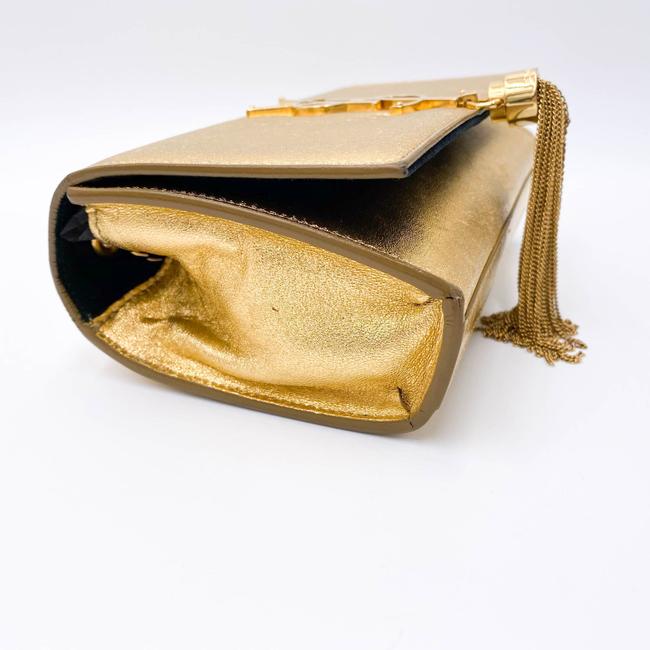 Saint Laurent Monogram Kate Metallic Calfskin Small Classic Tassel Satchel Gold Leather Shoulder Bag